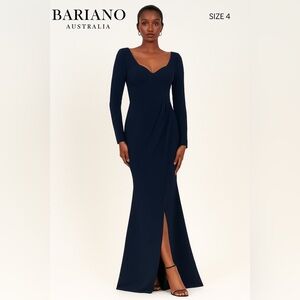 New Bariano Australia Navy Blue Long Sleeve Evening Gown – Size 4 (AUS 8)